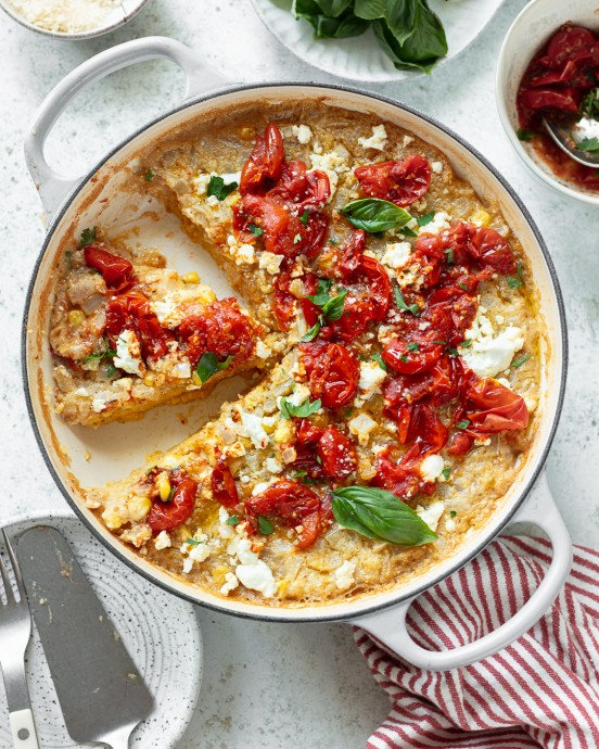 Baked Polenta Skillet with Saucy Tomatoes