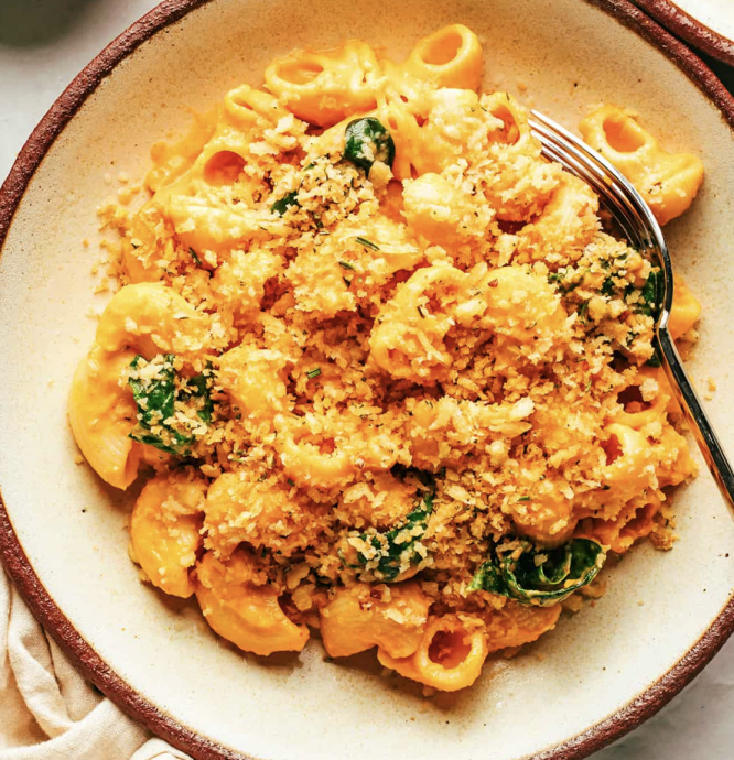 Smoky Pumpkin Mac And Cheese With Garlicky Breadcrumbs