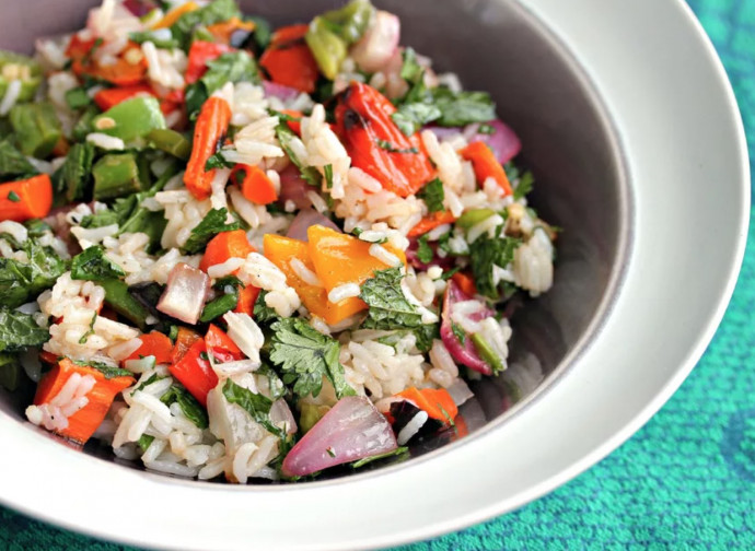 Grilled Vegetable and Jasmine Rice Salad With Herbs and Cashews Recipe