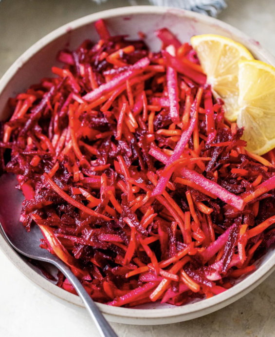 Raw Beet Salad with Apples and Carrots