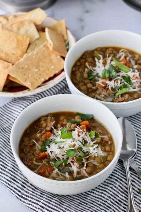 Spicy Turkey Sausage and Lentil Soup
