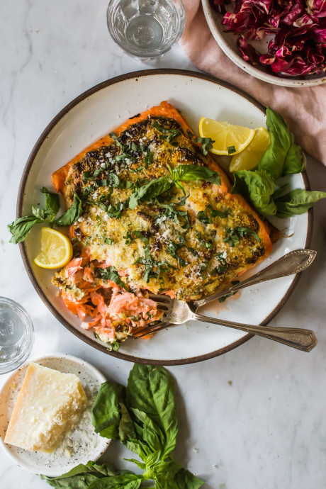 Keto Baked Salmon With Parmesan Herb Crust