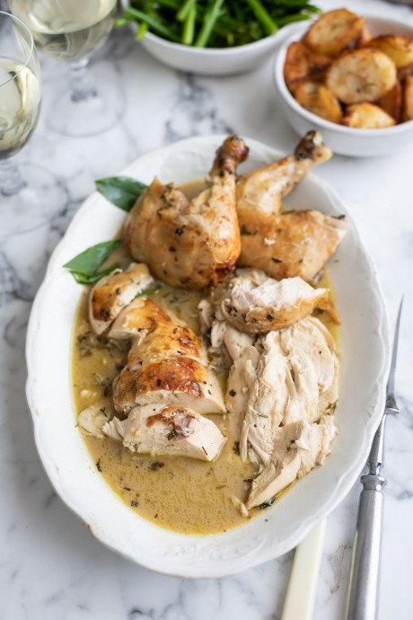 The Best Roast Chicken With Wine, Herbs and Garlic