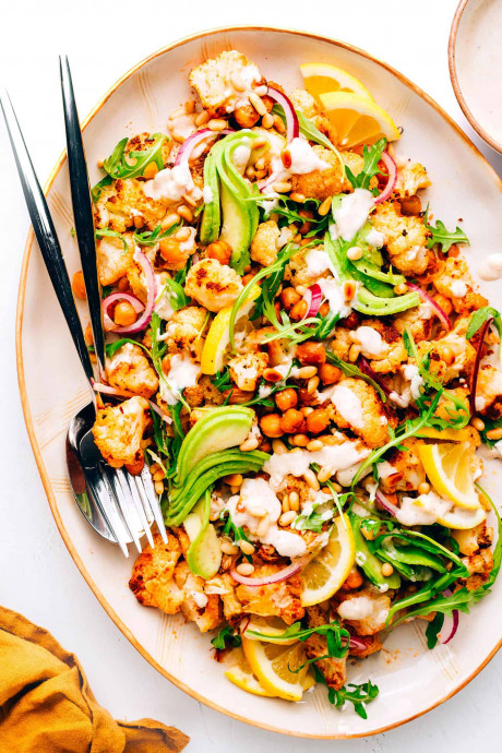 Roasted Cauliflower, Chickpea and Arugula Salad