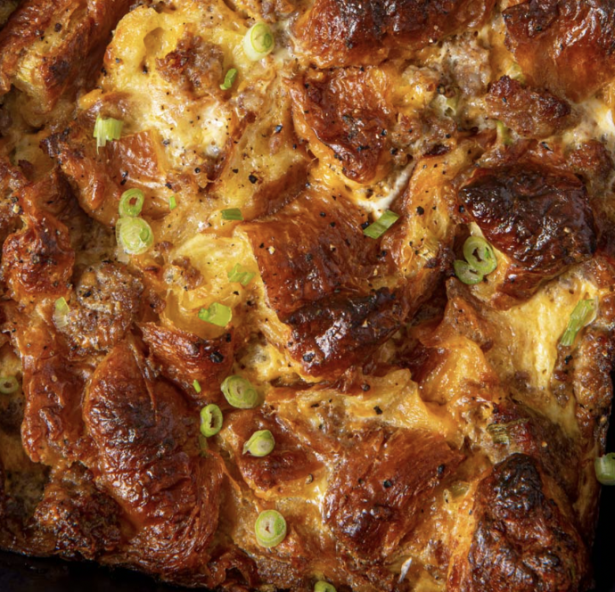 Sausage and Cheese Croissant Breakfast Casserole