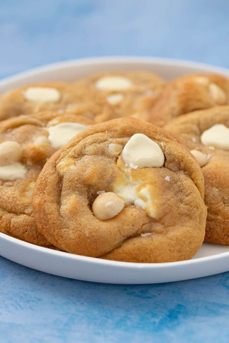 Golden White Chocolate and Macadamia Cookies