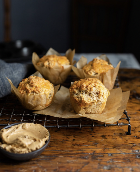 Cheese & herb muffins with whipped Bovril butter