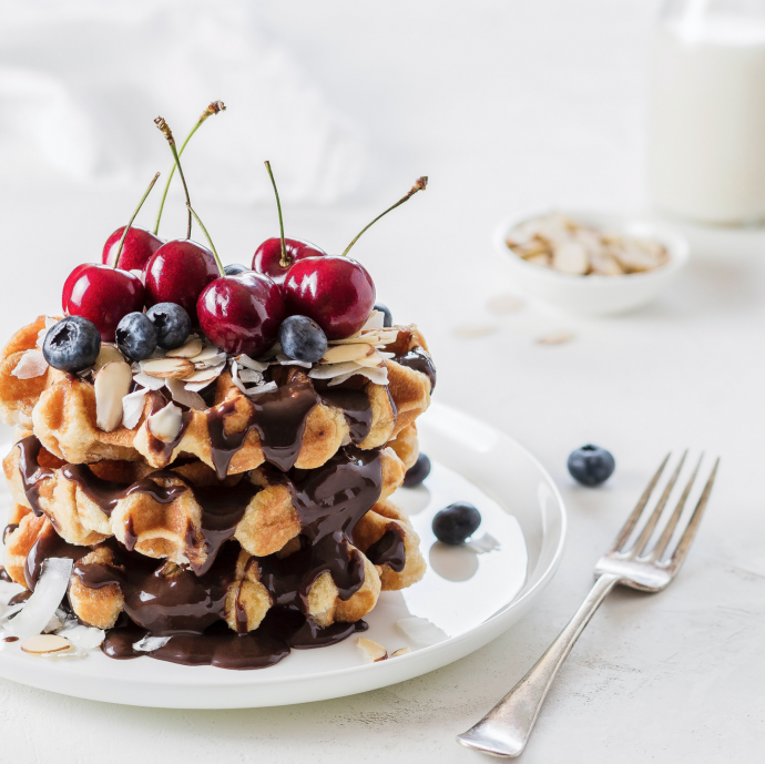 Vanilla Waffles With Nut Nougat & Cherry + Tips