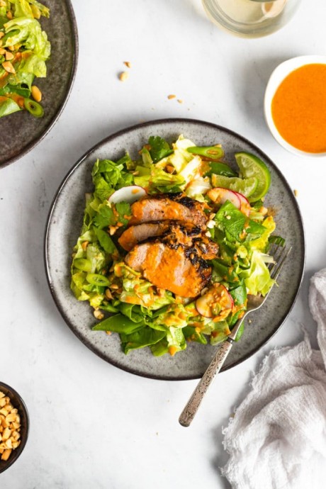 Gochujang Pork Tenderloin Salad with Snap Peas & Peanuts