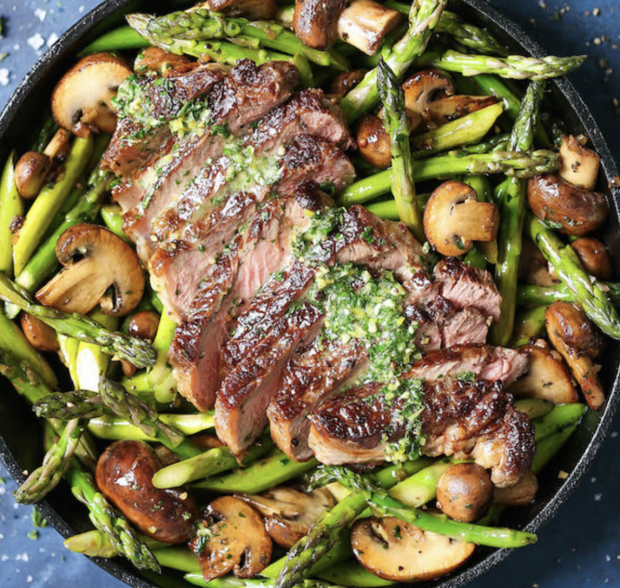One Pan Steak And Veggies With Garlic Herb Butter