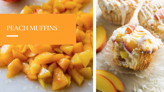 Peach Muffins with Vanilla Glaze