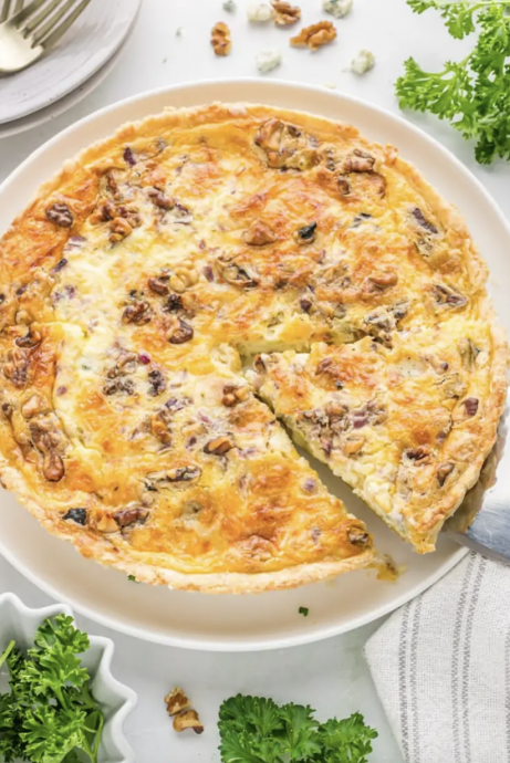 Blue Cheese and Walnut Quiche