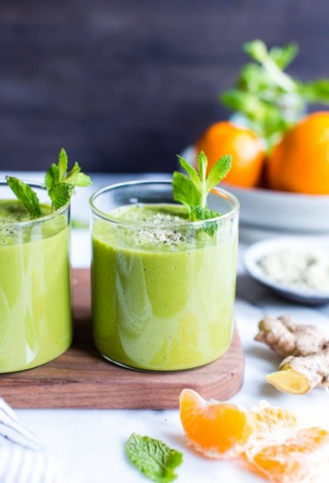 Citrus Ginger Green Smoothie with Mint Citrus Ginger Green Smoothie with Mint