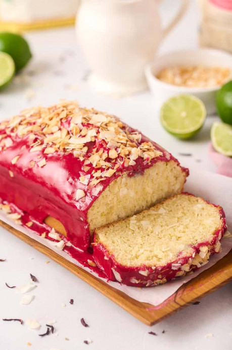 Coconut Loaf Cake with Hibiscus Glaze