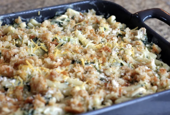 Chicken, Kale, and Pasta Casserole With Cheese