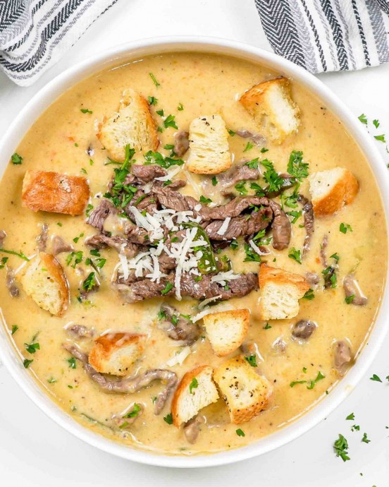 Philly Cheesesteak Soup