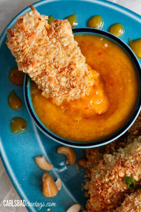 Coconut Crusted Chicken with Mango Honey Dip
