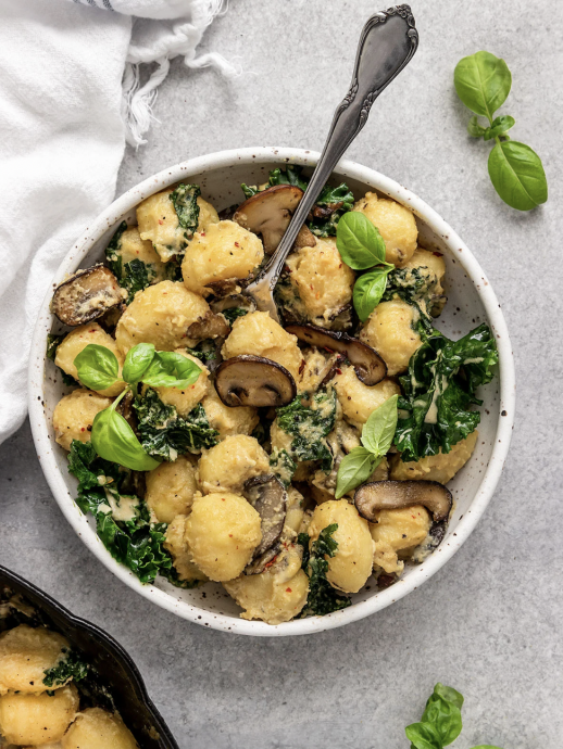 Creamy Vegan Mushroom Kale Gnocchi