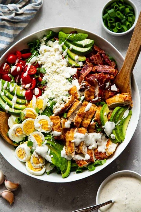 Crispy Chicken Cobb Salad with Garlic Ranch