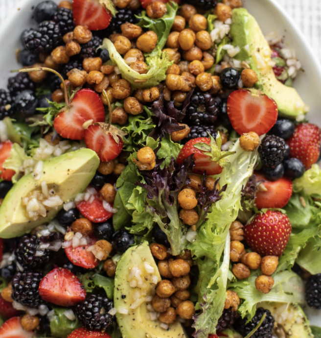 Triple Berry Chickpea Crunch Salad