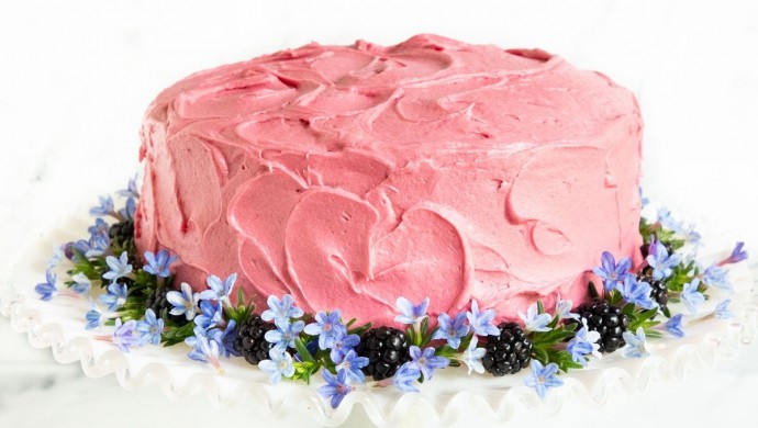 Vanilla Bean Cake with Blackberry Buttercream Vanilla Bean Cake with Blackberry Buttercream