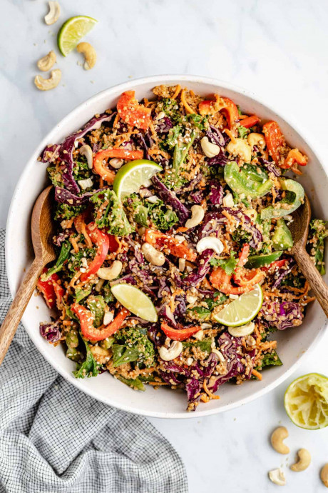 Cashew Thai Quinoa Salad with Peanut Ginger Sauce