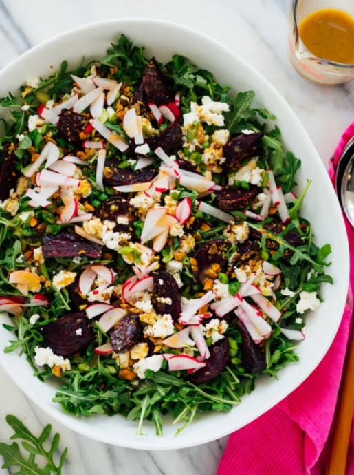 Roasted Beet Salad with Goat Cheese & Pistachios