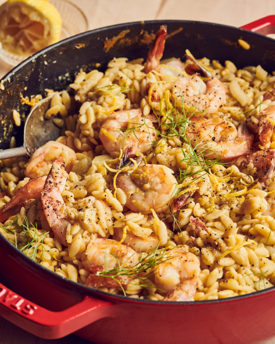 One-Pot Lemon Orzo with Shrimp and Fennel
