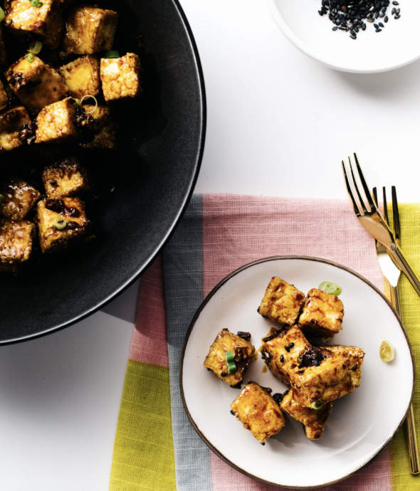 Crispy Oven Baked Honey Garlic Tofu Bites