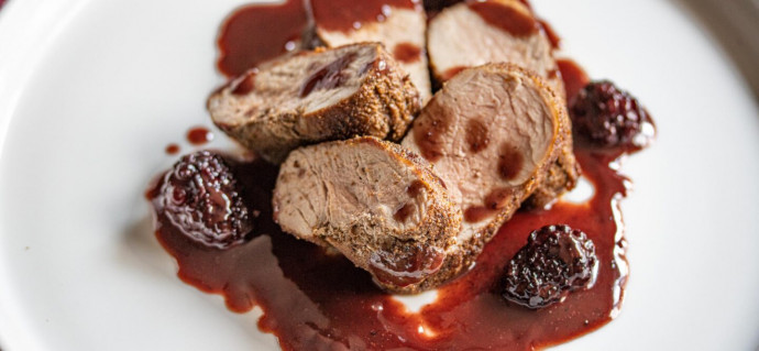 Pomegranate, Blackberries Sauce With Pork Tenderloin