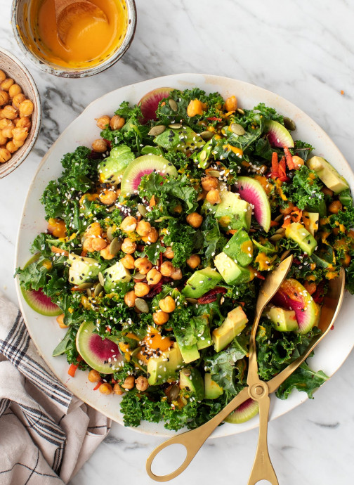 Kale Salad with Carrot Ginger Dressing