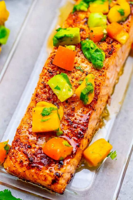 Chile Lime Salmon with Mango Avocado Salsa