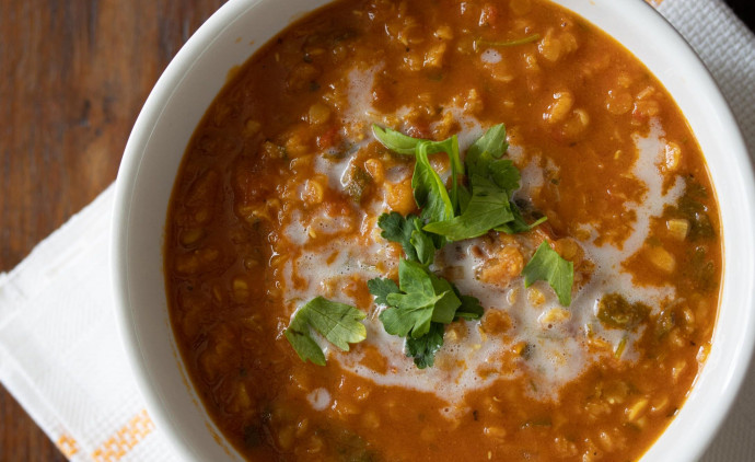 Curried Lentils, Tomato And Coconut Soup