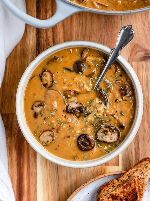 Vegan Mushroom Wild Rice Soup