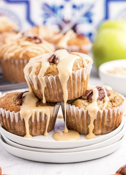 Maple Drizzled Apple Muffins