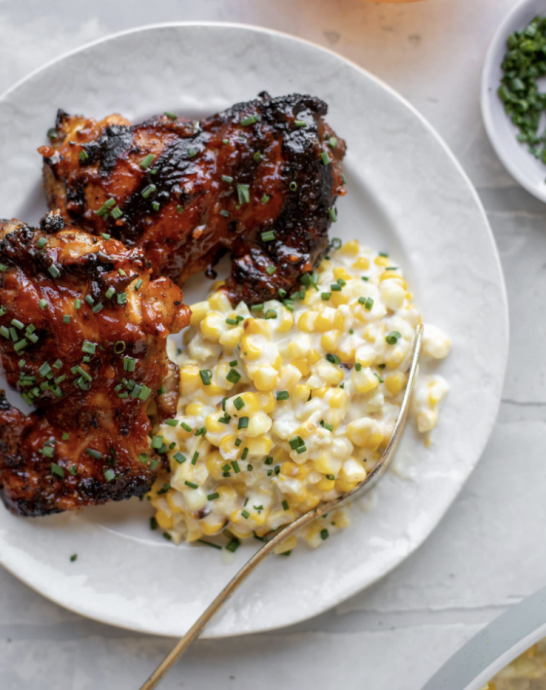 Chipotle Beer Bbq Chicken With Creamed Grilled Corn
