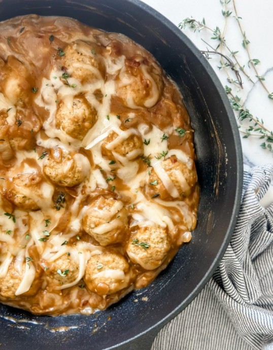 French Onion Chicken Meatballs