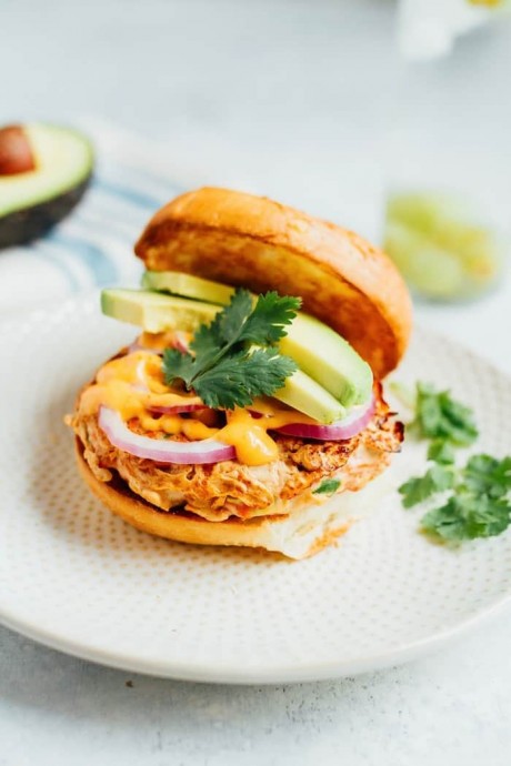 Teriyaki Salmon Burgers with Sriracha Mayo