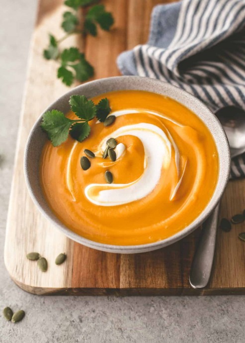 Butternut Squash and Carrot Soup with Ginger