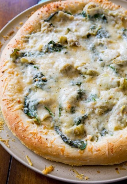 Spinach Artichoke White Cheese Pizza