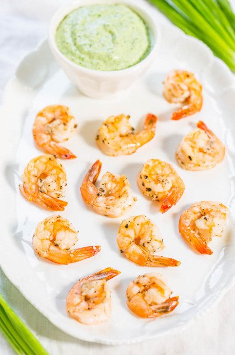 Easy Roasted Shrimp with Green Goddess Dip