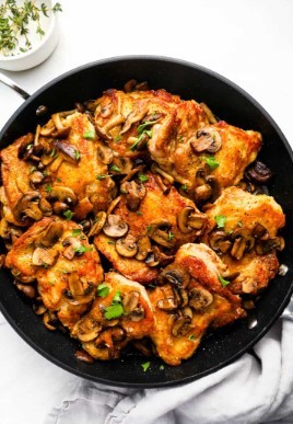 Pan Fried Chicken and Mushrooms