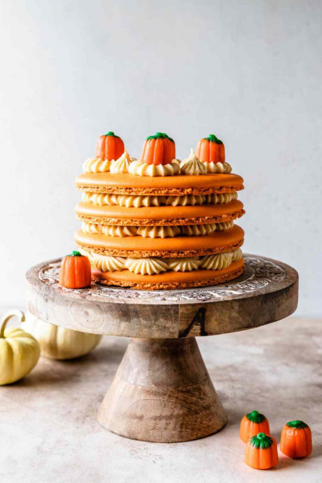 Pumpkin Caramel Macaron Cake