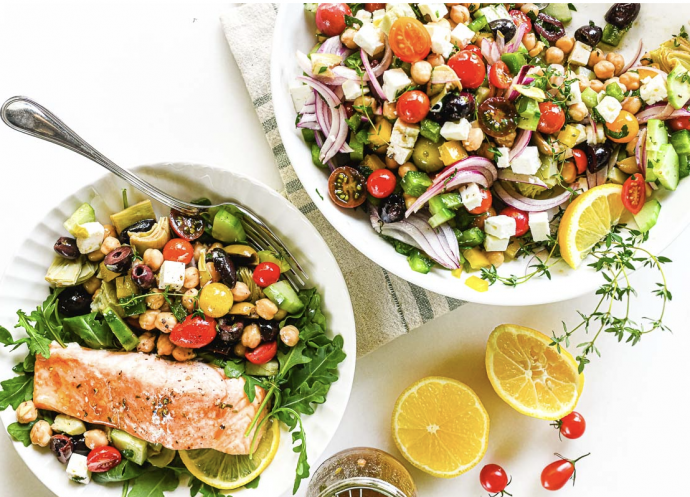 Greek Tomato Salad with Salmon