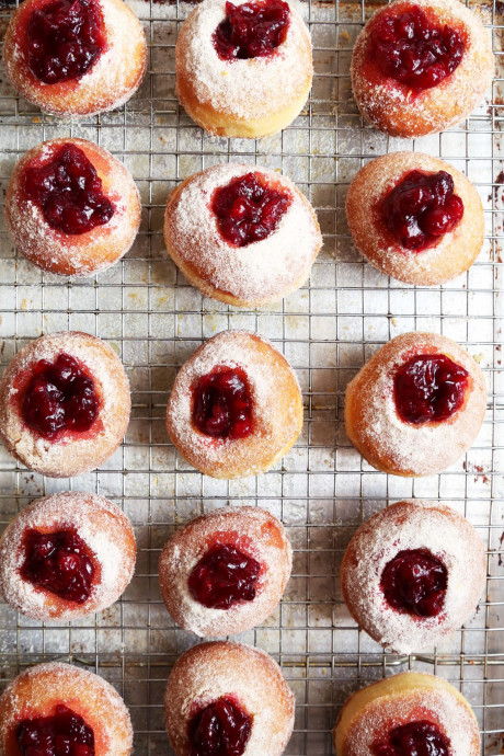 Cranberry Jam Doughnuts With Spiced Orange Sugar