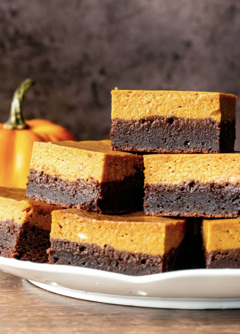 Pumpkin Brownies – Fudgy Brownie with a Layer of Pumpkin Pie