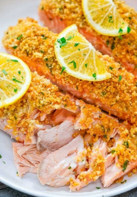 Baked Panko Breaded Salmon