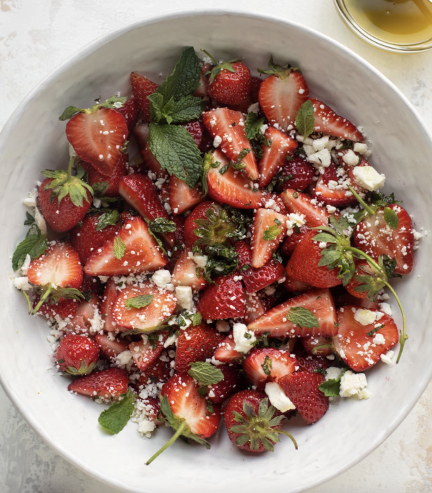 Strawberry Salad With Black Pepper, Feta And Mint