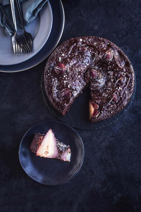 Spiced Red Wine Pear & Chocolate Cake