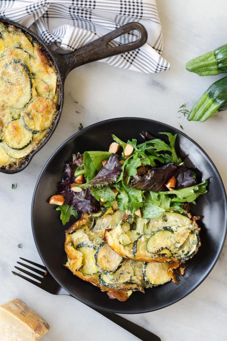 Zucchini Ricotta Torta With Mixed Greens!